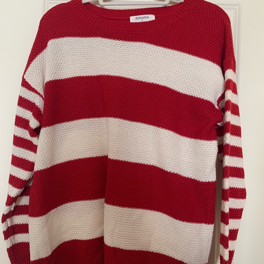 Zenana red striped sweater